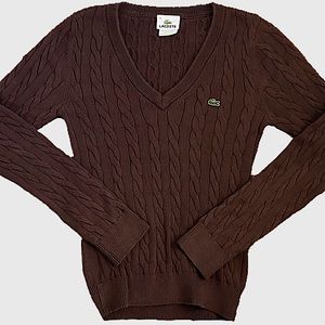Lacoste brown cable knit sweater | size: 34 (XS-S)